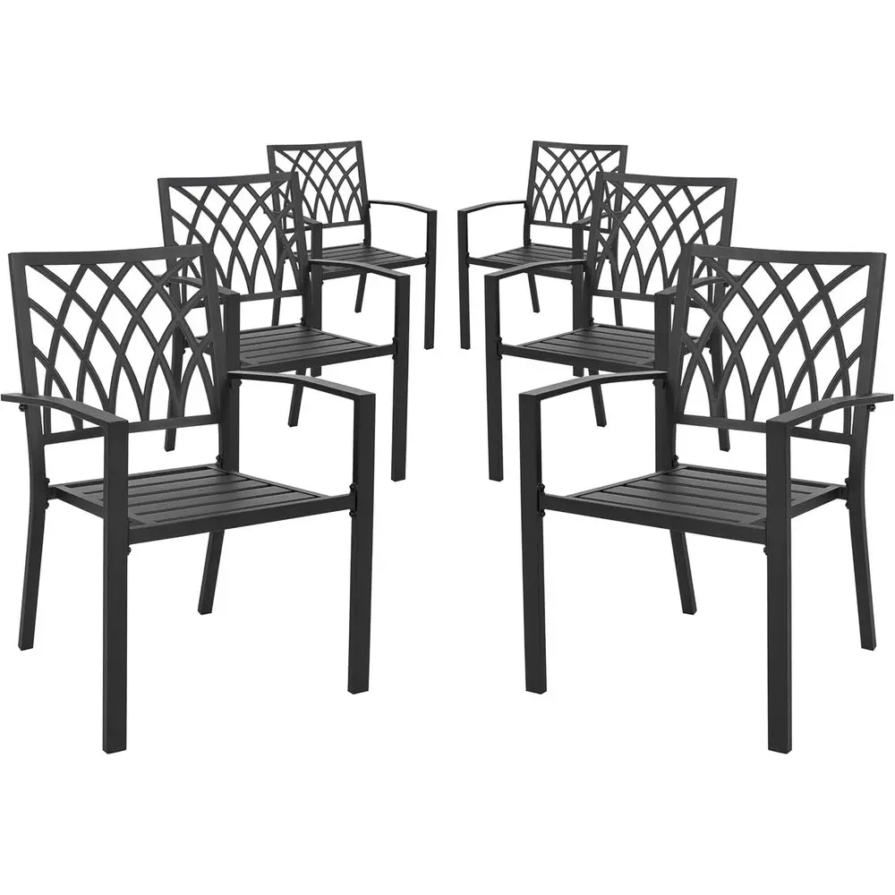 6-Piece Outdoor Stackable Metal Patio Dining Chairs Set, Ideal for Lawn, Deck, Poolside, Porch, Black
6-Piece Outdoor Stackable Metal Patio Dining Chairs Set, Ideal for Lawn, Deck, Poolside, Porch, Black