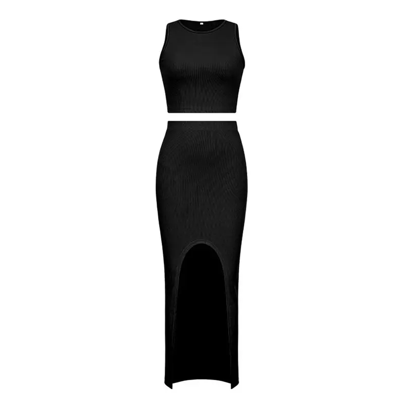 CYL-Womens Solid Color Round Neck Tank Side Slit Skirt Two Piece Set Casual Matching Set
CYL-Womens Solid Color Round Neck Tank Side Slit Skirt Two Piece Set Casual Matching Set