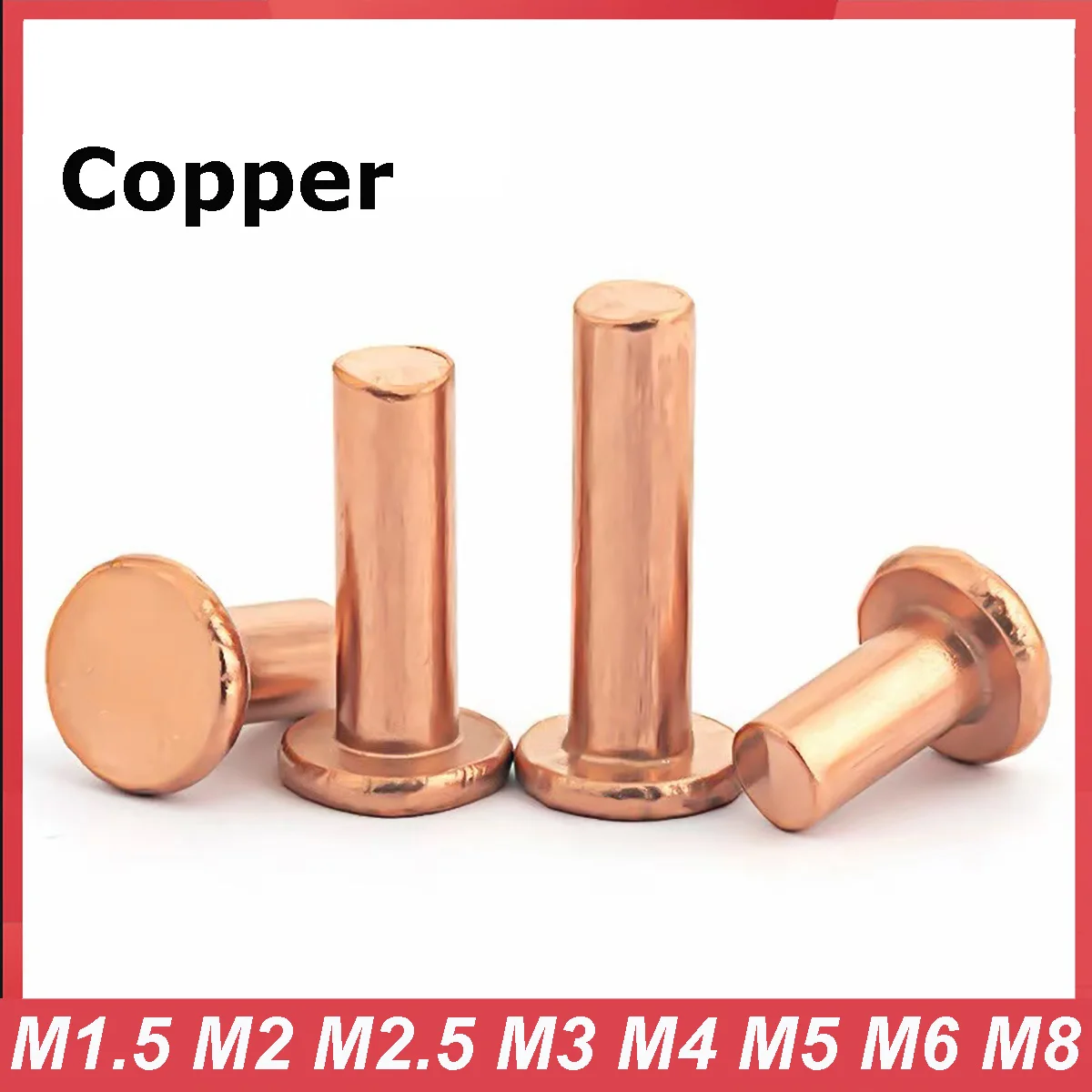 M1.5 M2 M2.5 M3 M4 M5 M6 M8 GB109 Copper Rivet Flat Thin Round Head Solid Rivet Percussion Punch Self-plugging Fixed Rivets
M1.5 M2 M2.5 M3 M4 M5 M6 M8 GB109 Copper Rivet Flat Thin Round Head Solid Rivet Percussion Punch Self-plugging Fixed Rivets