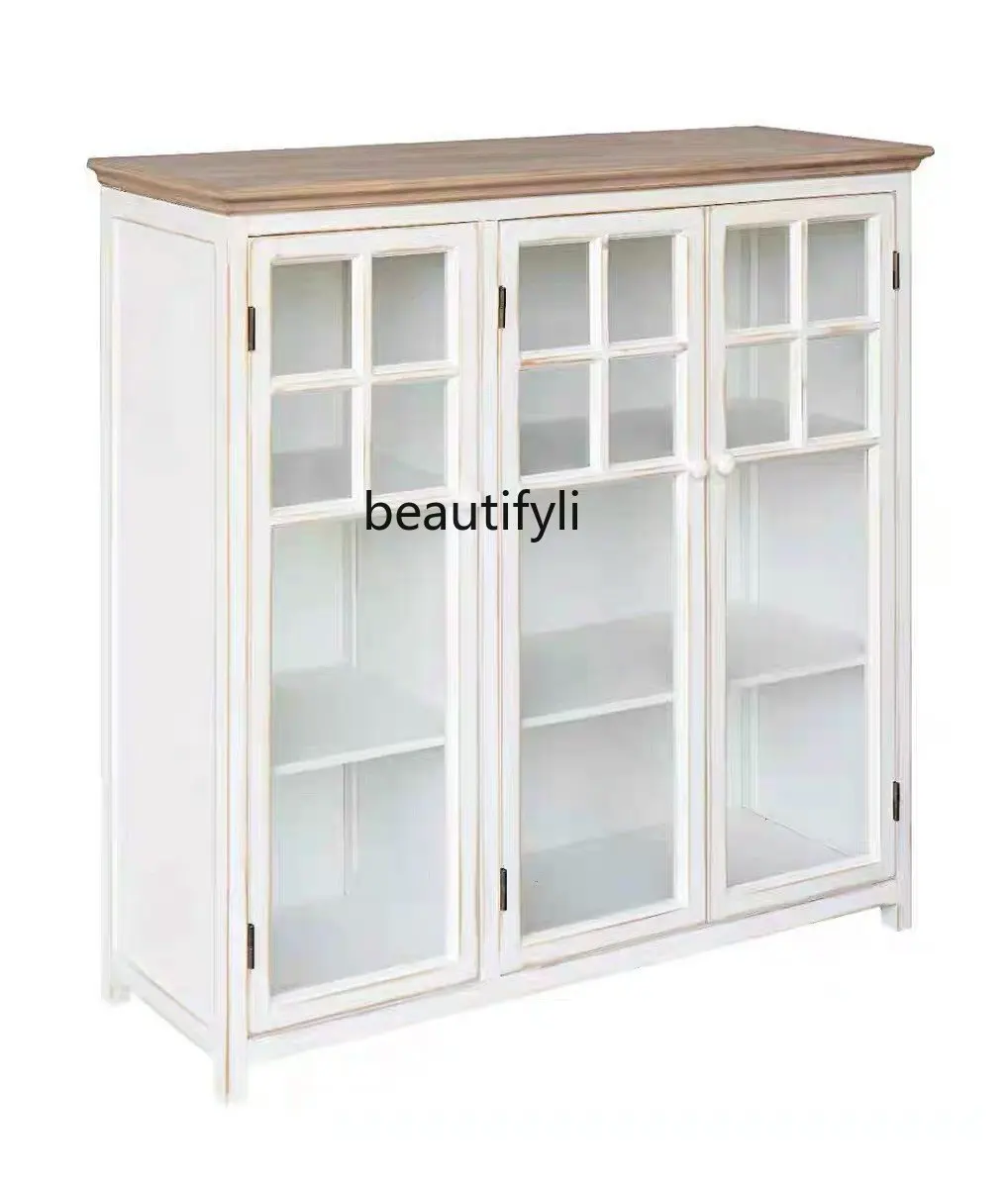 Sideboard Cabinet French Pastoral Vintage Distressed White Wooden Storage Organizer Book Entrance
Sideboard Cabinet French Pastoral Vintage Distressed White Wooden Storage Organizer Book Entrance