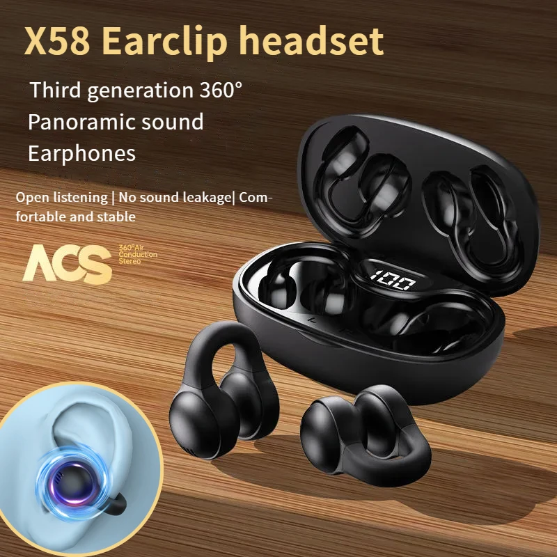 X58 TWS wireless bone conduction earphones Bluetooth 5.3 Earclip headphones waterproof sports earbuds ear hook with mic headset
X58 TWS wireless bone conduction earphones Bluetooth 5.3 Earclip headphones waterproof sports earbuds ear hook with mic headset