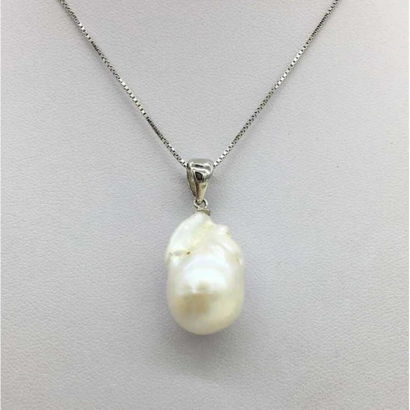 Natural white AA Baroque Big Reborn Keshi Pearl Pendant 925Sterling Silver Chain Nelace 18"; 18-25MM
Natural white AA Baroque Big Reborn Keshi Pearl Pendant 925Sterling Silver Chain Nelace 18"; 18-25MM