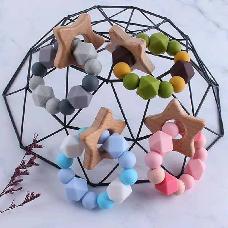 E06F Cartoon Teething Bracelet Beads Wooden Pacifier Holder with Clip Chewing Teether Toy Unisex Baby Shower Birthday Gift
E06F Cartoon Teething Bracelet Beads Wooden Pacifier Holder with Clip Chewing Teether Toy Unisex Baby Shower Birthday Gift