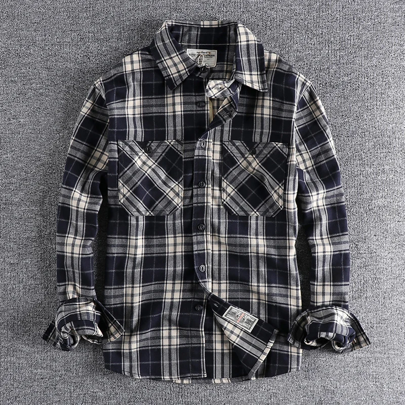 Retro Japanese Style Washed Fleece Long Sleeve Workwear Shirt Men's Plaid Standard Fit Fashion Urban Autumn New Arrival
Retro Japanese Style Washed Fleece Long Sleeve Workwear Shirt Men's Plaid Standard Fit Fashion Urban Autumn New Arrival