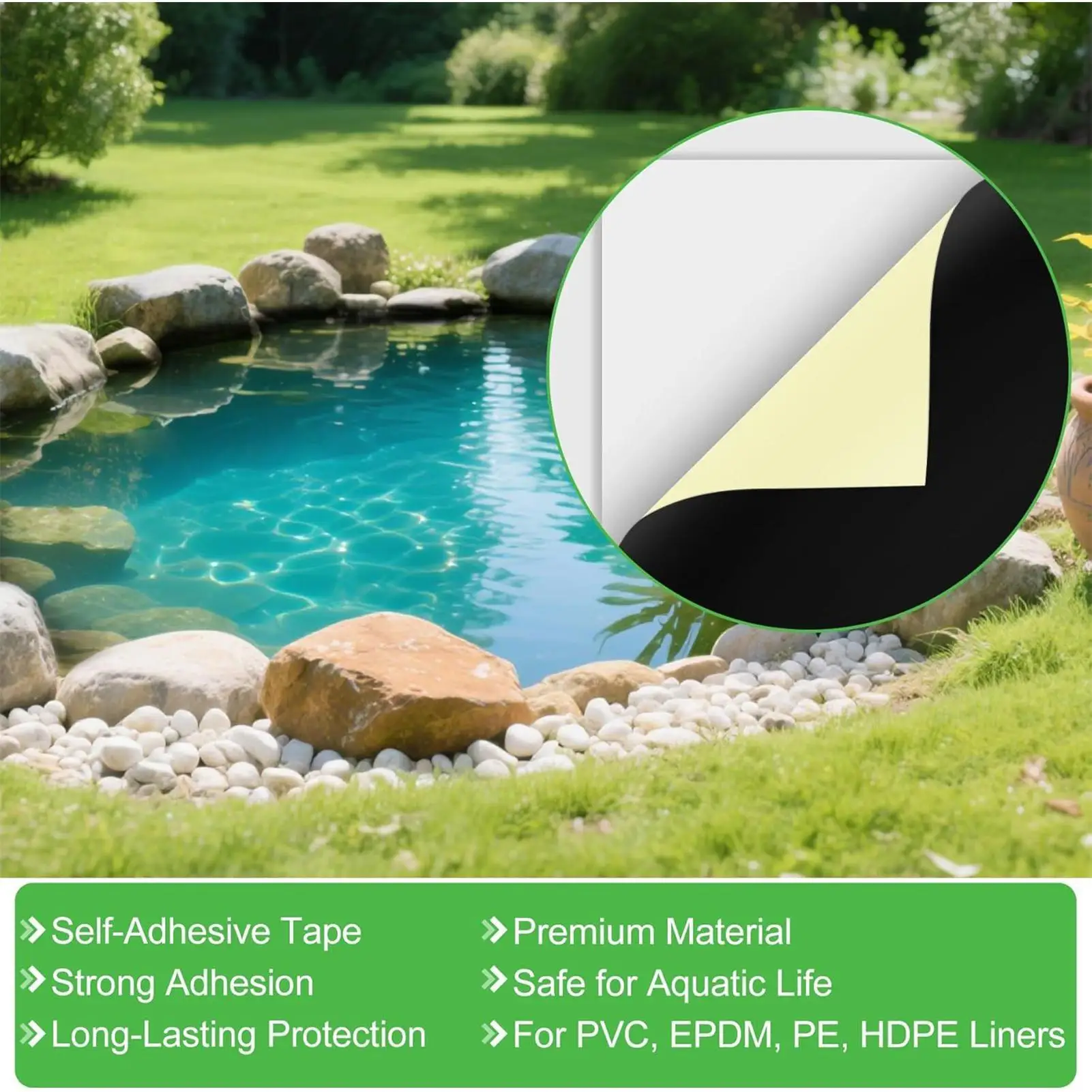 Pond Liner Patch Kit 2 Pieces Liner Seam Fix Waterproof Sealing Tape 8 X 8 Inch Peel And Stick Seam Kit For Pool Tear Fixing
Pond Liner Patch Kit 2 Pieces Liner Seam Fix Waterproof Sealing Tape 8 X 8 Inch Peel And Stick Seam Kit For Pool Tear Fixing