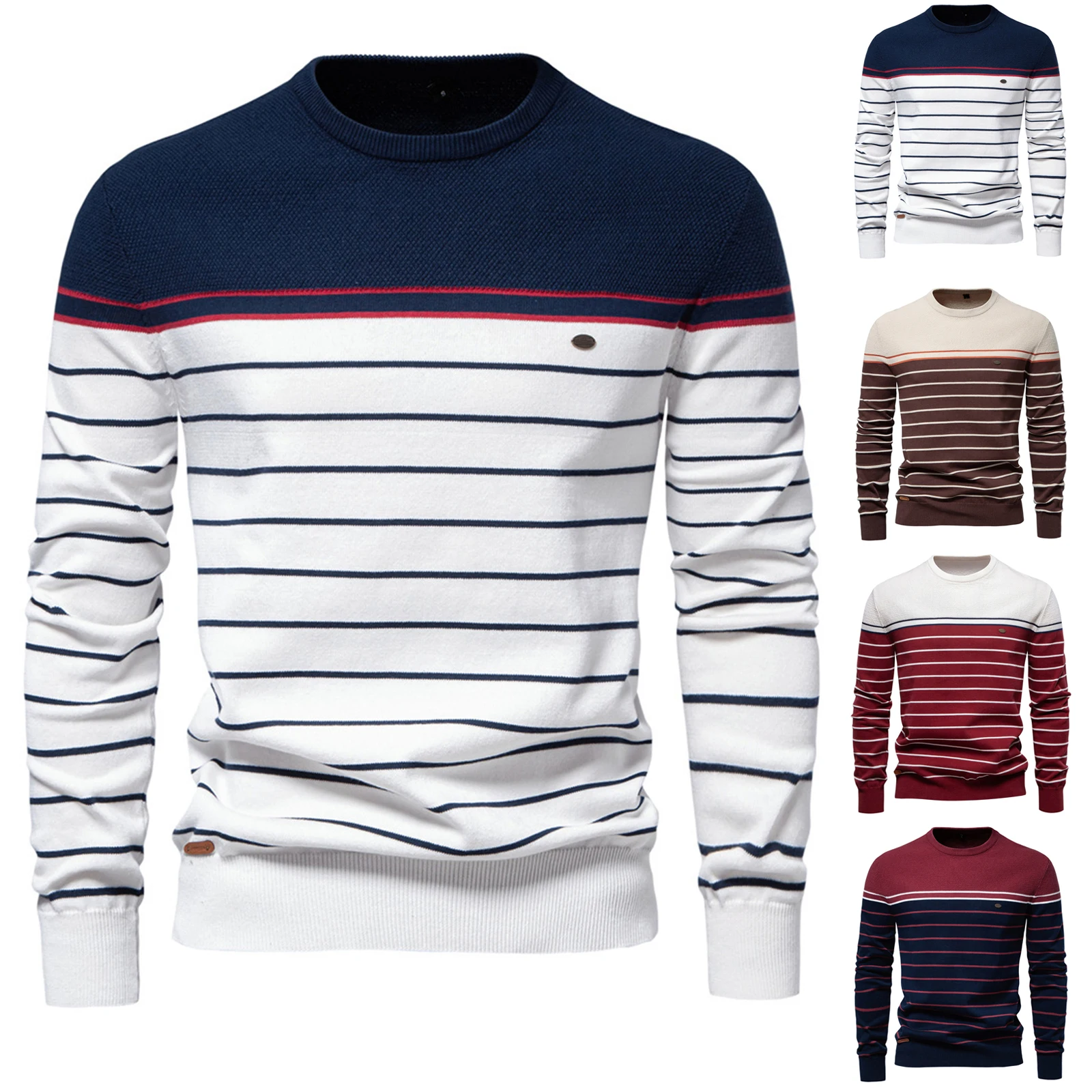 Мужская мода, популярный полосатый пуловер с круглым воротником, осень-зима, повседневный свитер с цветными блоками, мужские эластичные мягкие дышащие топы
Мужская мода, популярный полосатый пуловер с круглым воротником, осень-зима, повседневный свитер с цветными блоками, мужские эластичные мягкие дышащие топы