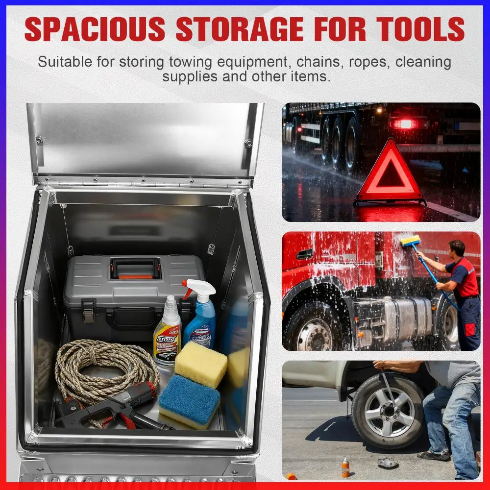 18in Aluminum Semi Truck Side Mount Tool Box 17.99x27.99x25inch Side Storage Saddle Step Box Step Tool Box for Semi Truck
18in Aluminum Semi Truck Side Mount Tool Box 17.99x27.99x25inch Side Storage Saddle Step Box Step Tool Box for Semi Truck