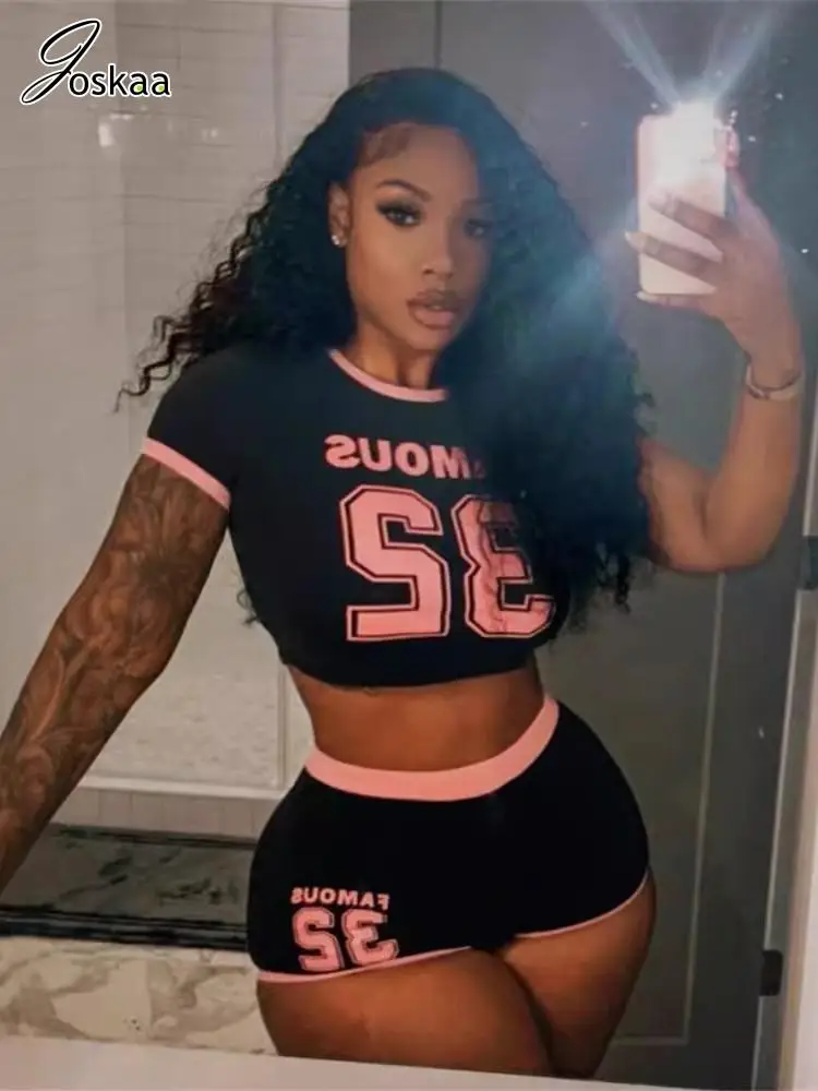 Joskaa Letter Print Sporty 2 Piece Set Women Hipster O-Neck Short Sleeve Crop Tops and Shorts Matching Tracksuits Y2K Streetwear
Joskaa Letter Print Sporty 2 Piece Set Women Hipster O-Neck Short Sleeve Crop Tops and Shorts Matching Tracksuits Y2K Streetwear