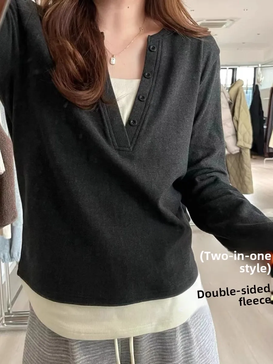 plus Size Women's Long Sleeve Fleece Lined Thickened Slimming T-Shirt Belly Covering Meat Concealing Winter Thickened Knitted...
plus Size Women's Long Sleeve Fleece Lined Thickened Slimming T-Shirt Belly Covering Meat Concealing Winter Thickened Knitted...