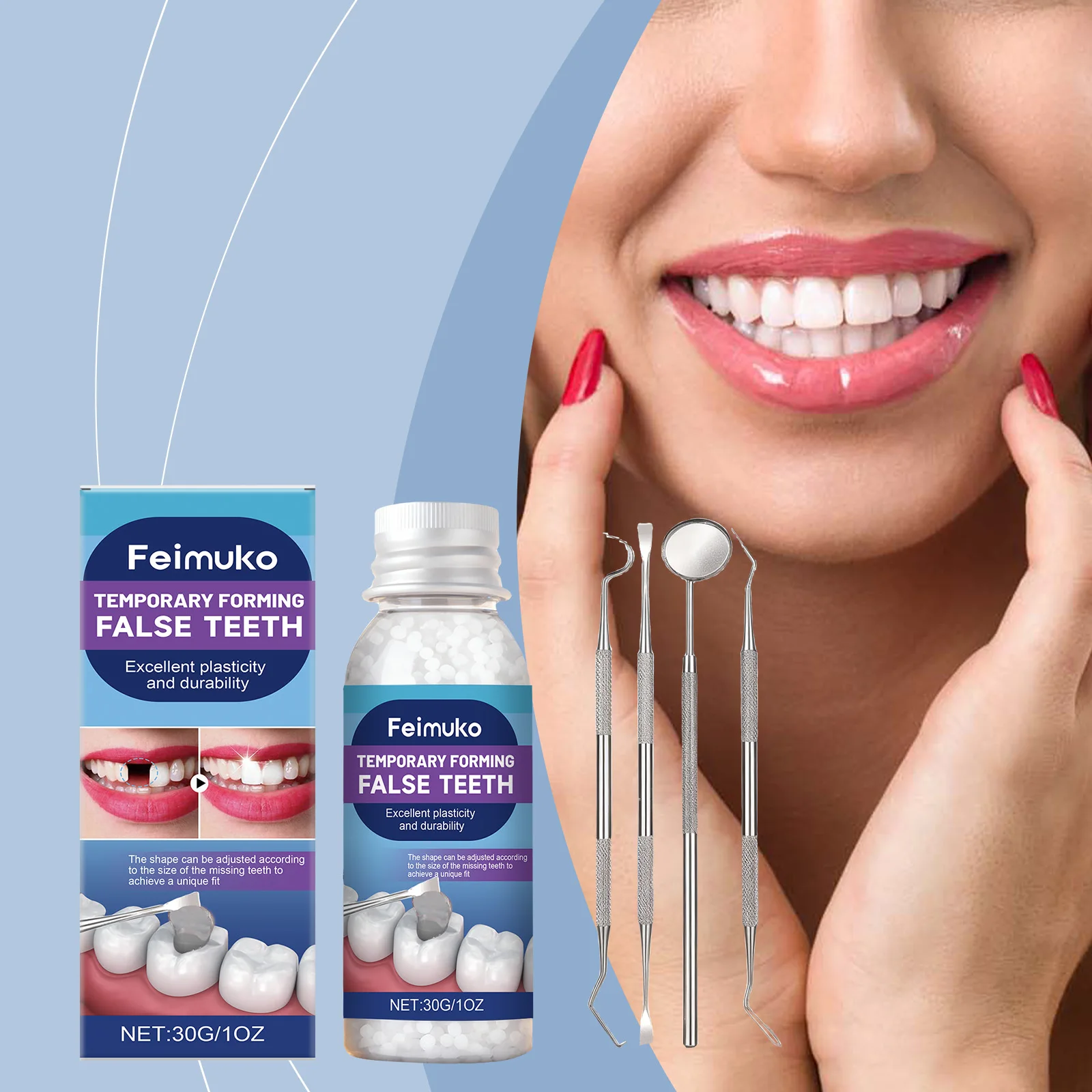Moldable Solid Denture Gel - Shapes Aesthetic Dentures, Enhances Smile Easily, Fits Gum Contours, Reduces Foreign Body Sensation
Moldable Solid Denture Gel - Shapes Aesthetic Dentures, Enhances Smile Easily, Fits Gum Contours, Reduces Foreign Body Sensation