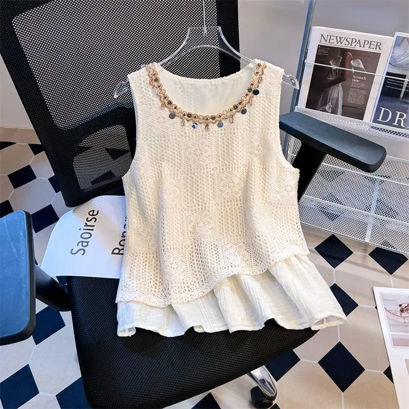 Bohemia Fake Two Pieces Tassel Patchwork Blouse Summer New Sleeveless Loose Elegant T Shirt Tops Fashion Casual Women Clothing
Bohemia Fake Two Pieces Tassel Patchwork Blouse Summer New Sleeveless Loose Elegant T Shirt Tops Fashion Casual Women Clothing