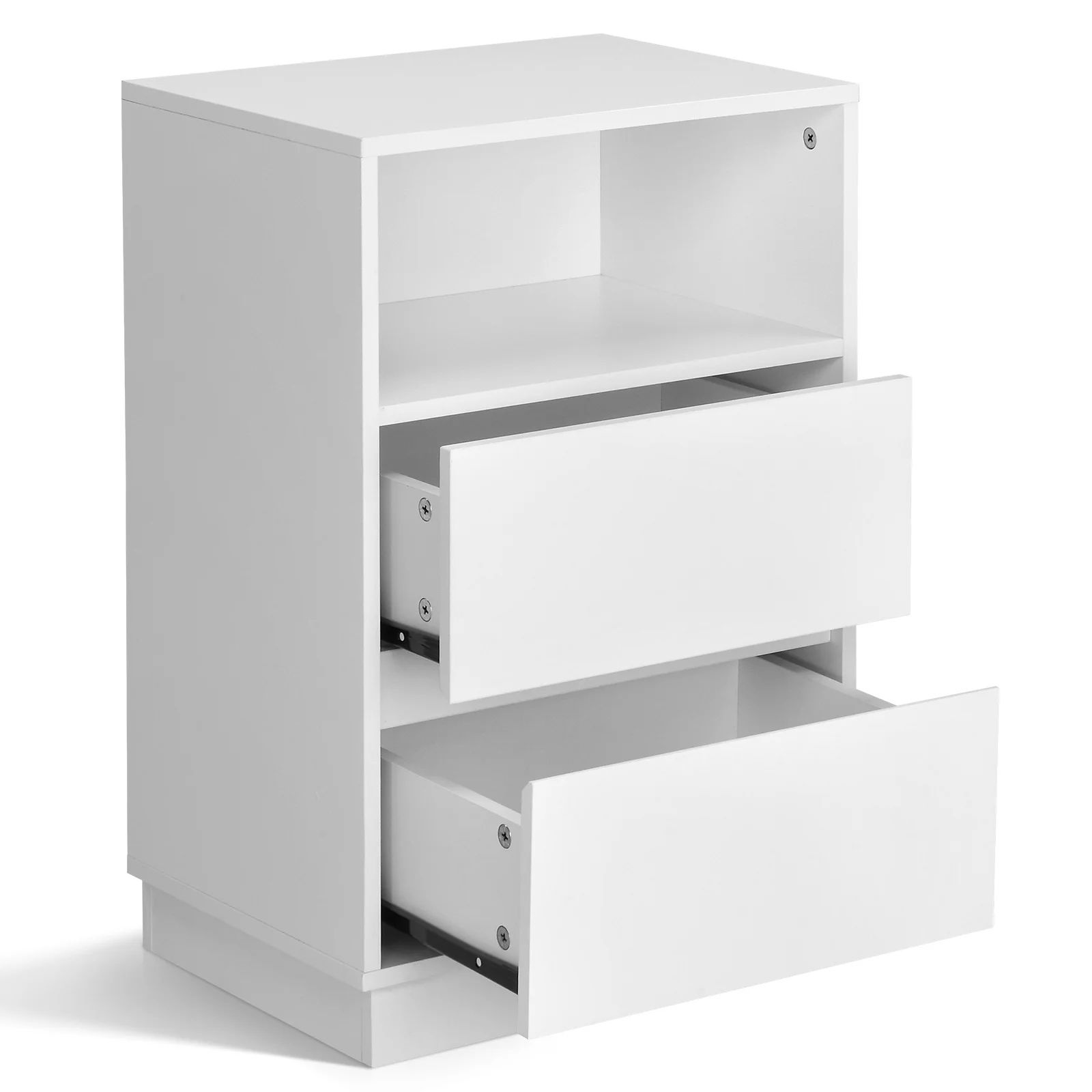 Space Saving White Bedside Chest, 2 Drawers and Open Compartment 23.62''in Cabinet for Small Bedroom Dormitory
Space Saving White Bedside Chest, 2 Drawers and Open Compartment 23.62''in Cabinet for Small Bedroom Dormitory
