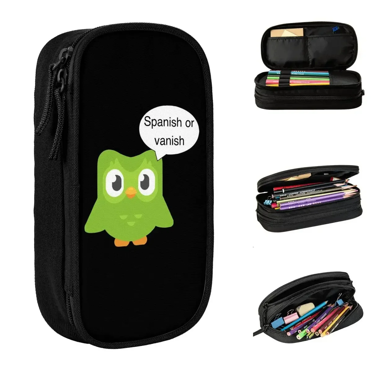 Spanish Or Vanish Duolingo Pencil Case Cartoon Pencilcases Pen Box Large Storage Bags Students School Cosmetic Stationery
Spanish Or Vanish Duolingo Pencil Case Cartoon Pencilcases Pen Box Large Storage Bags Students School Cosmetic Stationery