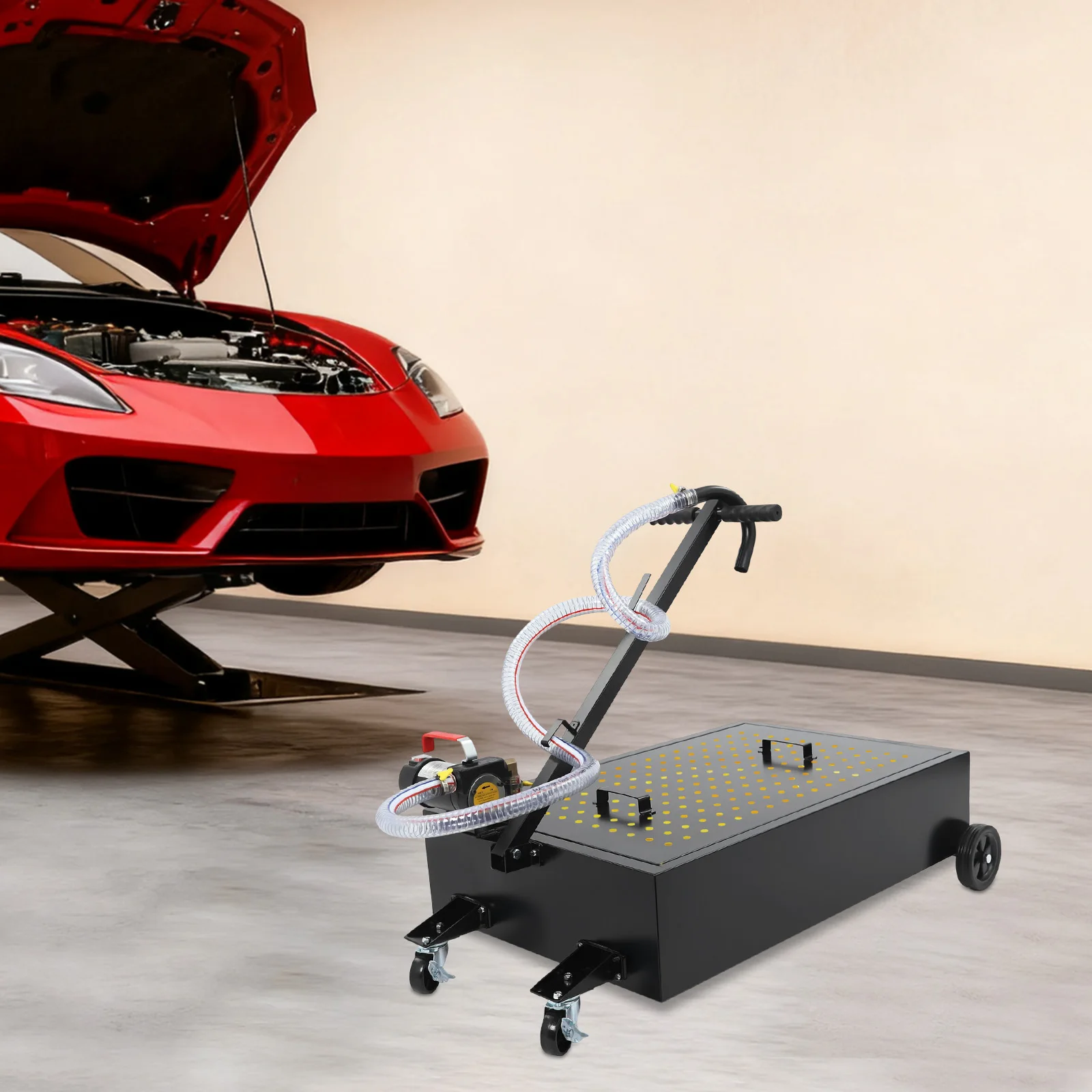 Oil Drain Pan with Pump - 20Gal 12V Electric Pump(155W), 7.2ft Hose, 4 Wheels(2 Lockable), Steel Electrostatic Spraying
Oil Drain Pan with Pump - 20Gal 12V Electric Pump(155W), 7.2ft Hose, 4 Wheels(2 Lockable), Steel Electrostatic Spraying