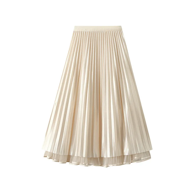 New In 2025 Women's Solid Color Mesh Reversible Midi Long Skirt Female Korean Fashion Elegant Pleated High Waist Faldas
New In 2025 Women's Solid Color Mesh Reversible Midi Long Skirt Female Korean Fashion Elegant Pleated High Waist Faldas