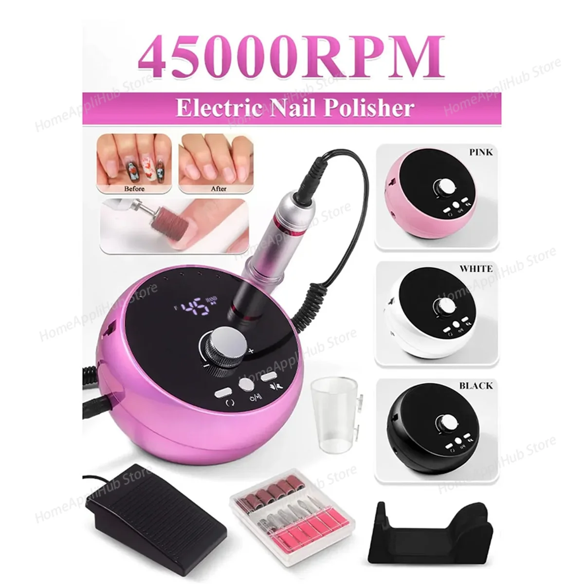 45000RPM Electric Nail Drill Professional Manicure Machine With Brushless Motor Nails Sander Set Nail Salon Polisher Equipment
45000RPM Electric Nail Drill Professional Manicure Machine With Brushless Motor Nails Sander Set Nail Salon Polisher Equipment