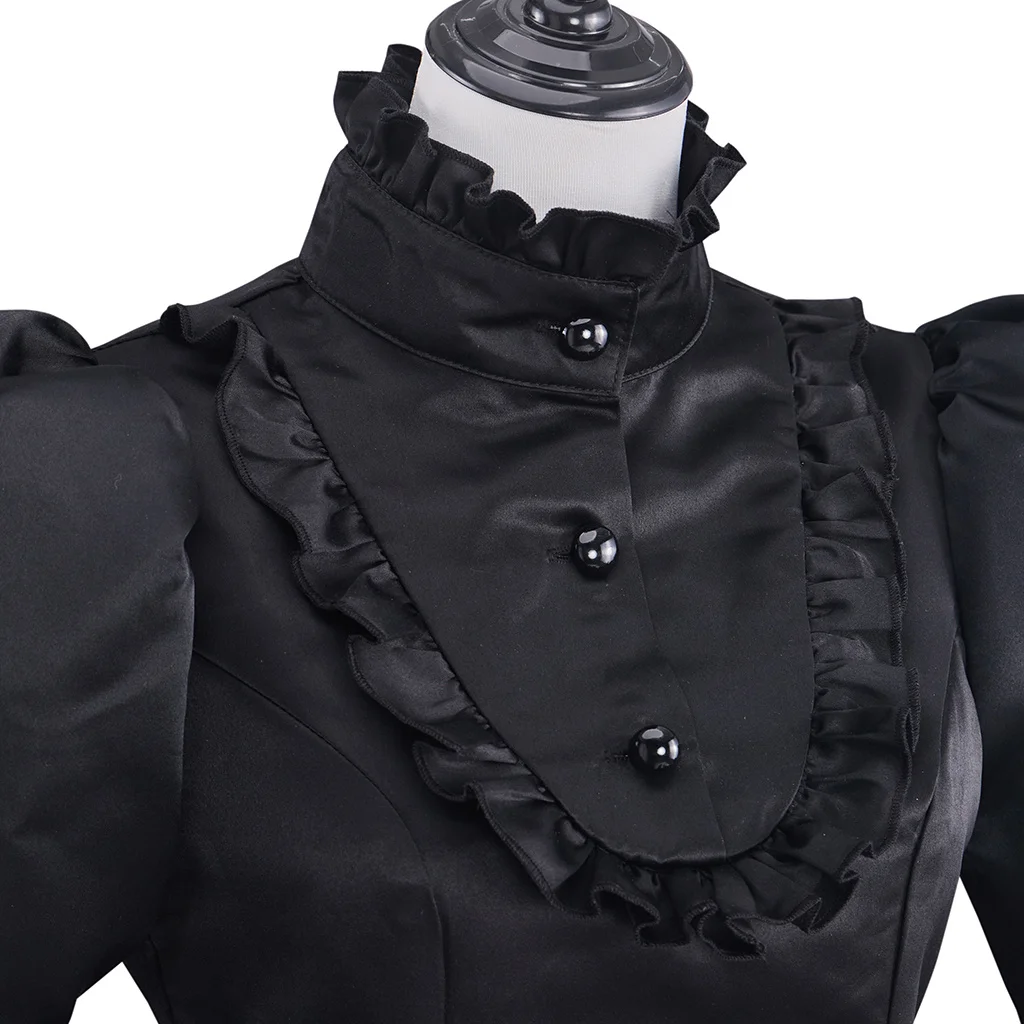 Medieval Victorian Edwardian Black High Neck Dress Women Vintage Gothic Steampunk Court Lolita Dress Custom Made 
Medieval Victorian Edwardian Black High Neck Dress Women Vintage Gothic Steampunk Court Lolita Dress Custom Made