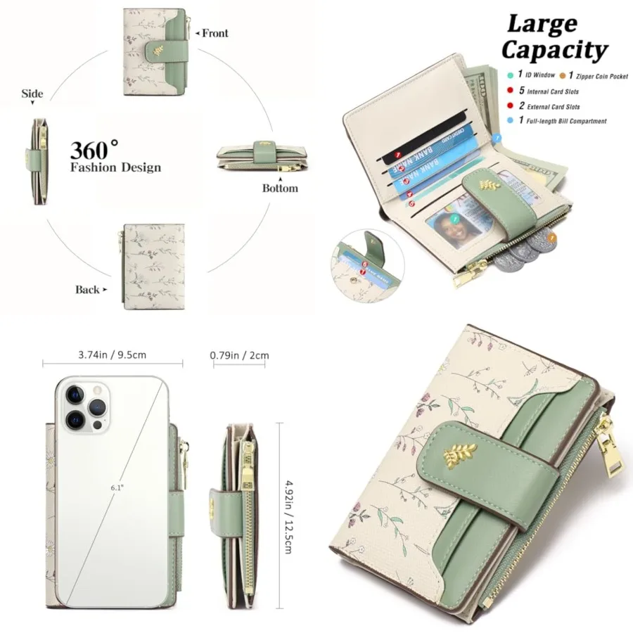 Small Wallets for Women RFID Blocking Leather Bifold Zipper Pocket Wallet Credit Card Holder with ID Window
Small Wallets for Women RFID Blocking Leather Bifold Zipper Pocket Wallet Credit Card Holder with ID Window