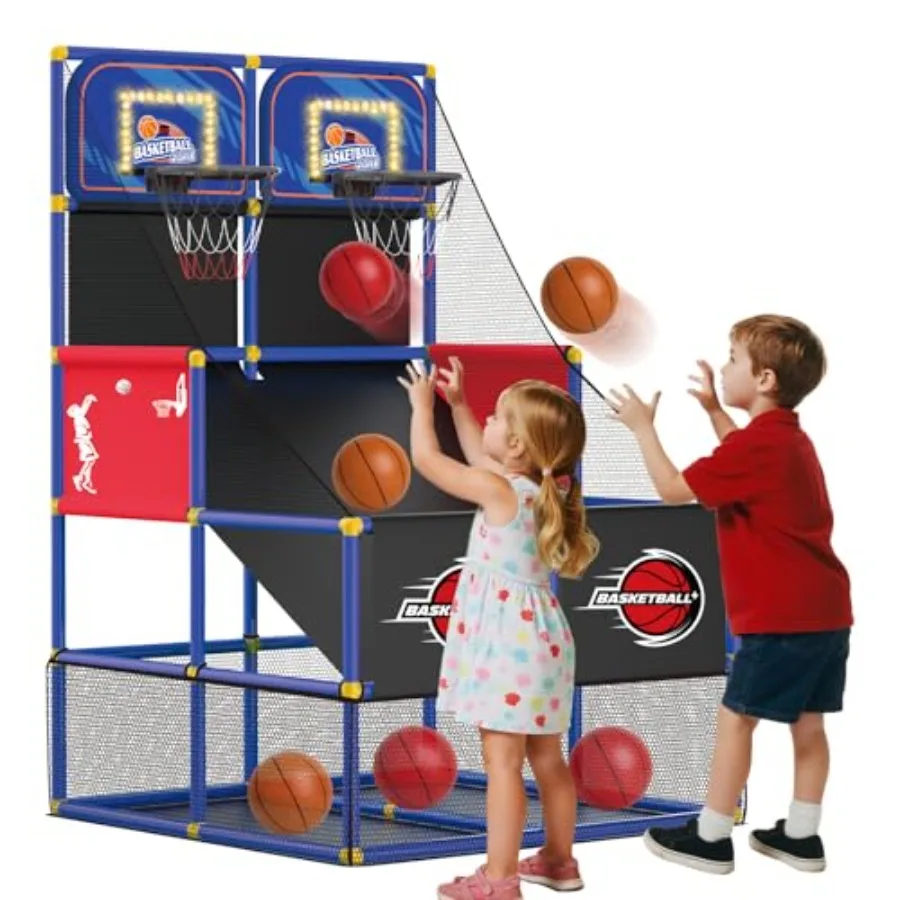 Indoor Outdoor Dual Basketball Arcade Game for,ABS Plastic, Blue, Electronic Scoreboard LED Light, Includes 6 Balls, Ages 3-8
Indoor Outdoor Dual Basketball Arcade Game for,ABS Plastic, Blue, Electronic Scoreboard LED Light, Includes 6 Balls, Ages 3-8