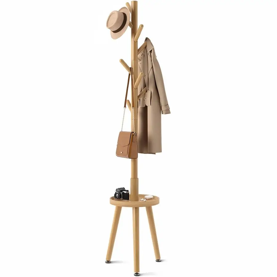 Coat Rack with 8 Hooks, Wooden Coat Rack Freestanding with Shelf, Coat Tree with 4 Height Options 50.572.6, Coat Hanger Stand fo
Coat Rack with 8 Hooks, Wooden Coat Rack Freestanding with Shelf, Coat Tree with 4 Height Options 50.572.6, Coat Hanger Stand fo