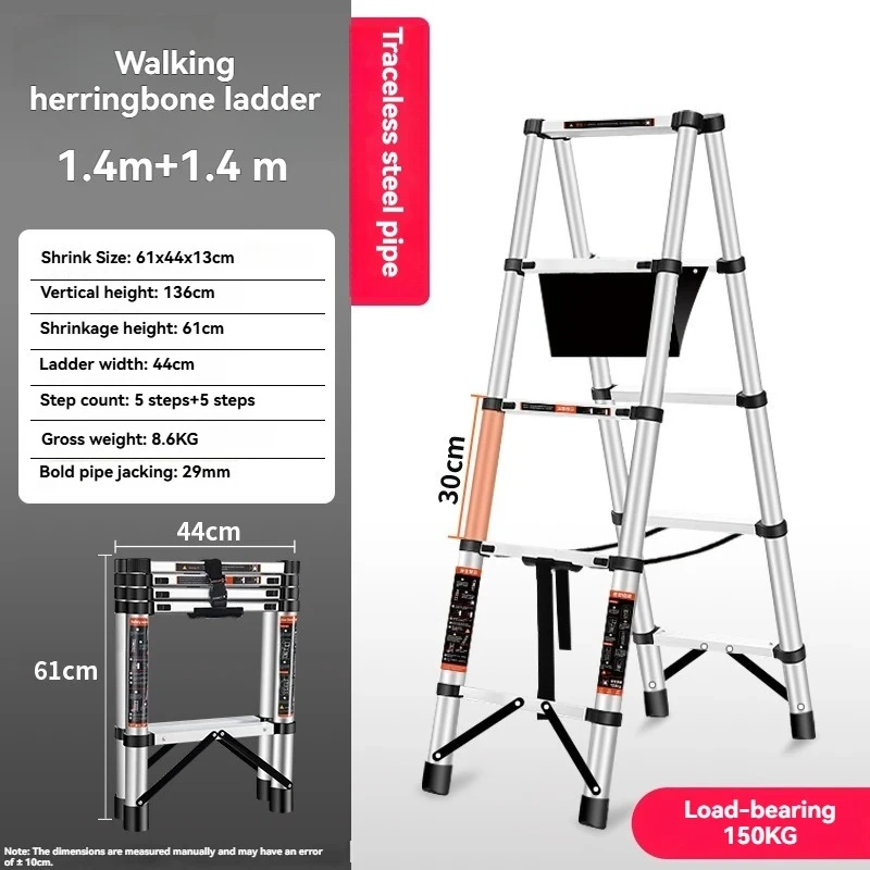 Thickened and upgraded double-sided telescopic ladder, walkable zigzag ladder, foldable ladder with anti slip foot cover
Thickened and upgraded double-sided telescopic ladder, walkable zigzag ladder, foldable ladder with anti slip foot cover
