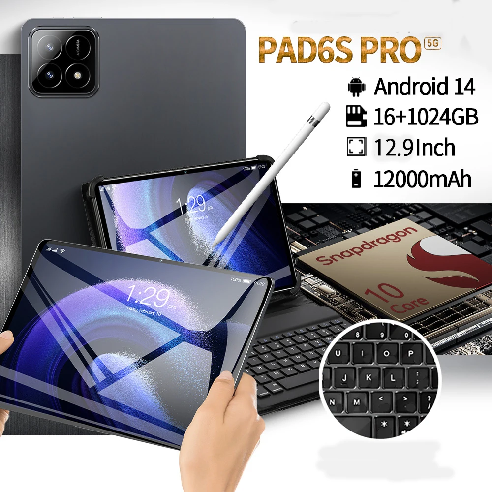 2024 новые оригинальные планшеты Pad6s Pro 12,9 дюйма Bluetooth Android 14,0 12000 мАч клавиатура подходит для работы/учебы
2024 новые оригинальные планшеты Pad6s Pro 12,9 дюйма Bluetooth Android 14,0 12000 мАч клавиатура подходит для работы/учебы