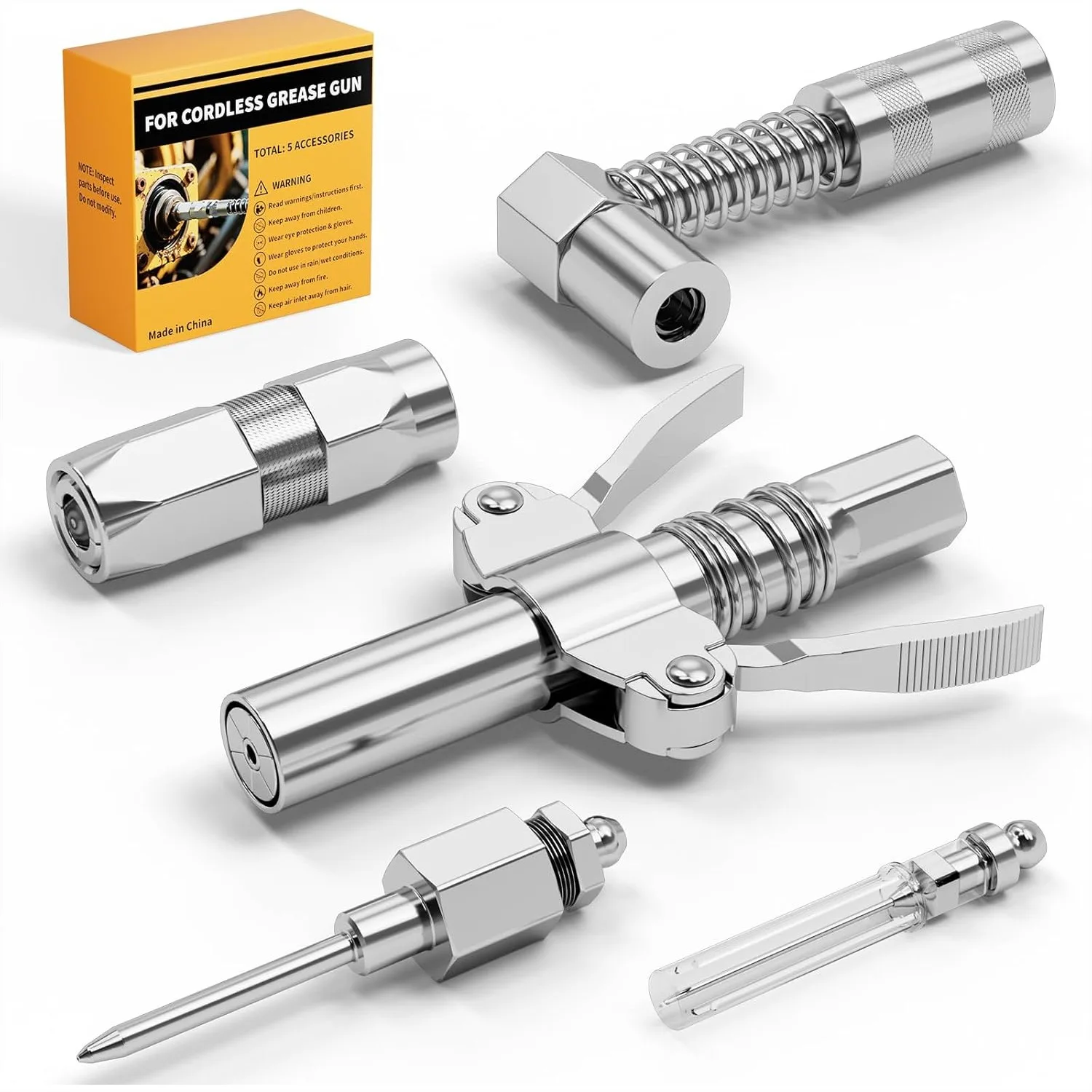 Grease Gun Coupler Kit, 12000 PSI High Pressure Quick-Release Coupler for Narrow Tight Spaces
Grease Gun Coupler Kit, 12000 PSI High Pressure Quick-Release Coupler for Narrow Tight Spaces