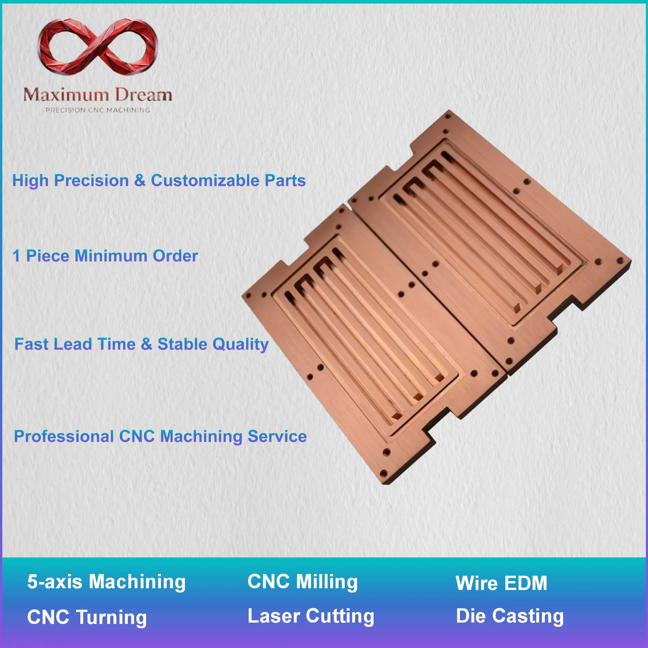 OEM Custom Copper CNC Machining Pure Copper Structural Parts for Electronic Mold Industrial Application
OEM Custom Copper CNC Machining Pure Copper Structural Parts for Electronic Mold Industrial Application