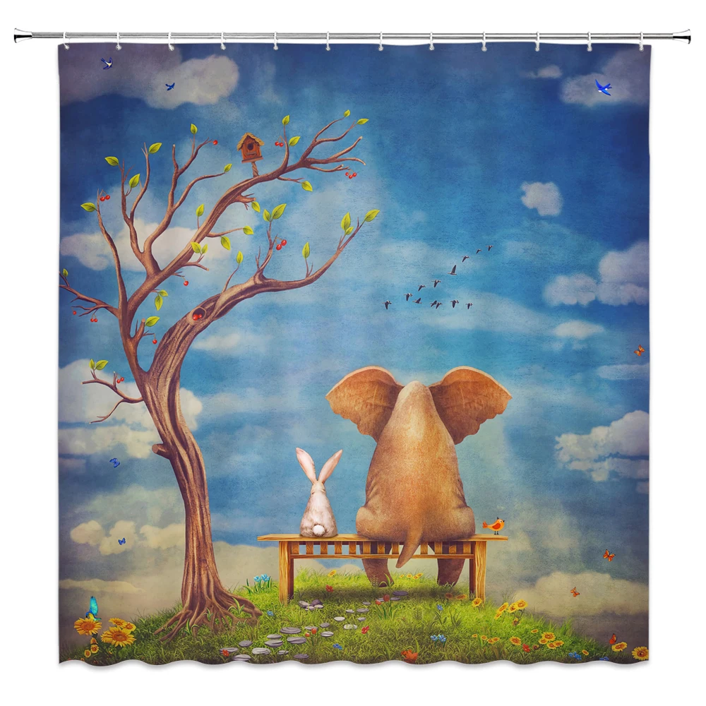 Elephant Shower Curtain Cartoon Animal Balloon Moonlight Night View Waterproof Fabric Bath Curtains Bathroom Decor with Hooks
Elephant Shower Curtain Cartoon Animal Balloon Moonlight Night View Waterproof Fabric Bath Curtains Bathroom Decor with Hooks