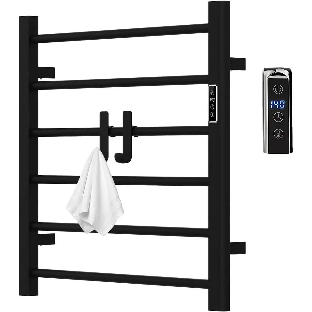 Heated Towel Racks, 6Bar Electric Towel Warmer Rack with 2 Hooks, Wall-Mounted, Built-in Timer & Adjustable Temperature, Plug-in
Heated Towel Racks, 6Bar Electric Towel Warmer Rack with 2 Hooks, Wall-Mounted, Built-in Timer & Adjustable Temperature, Plug-in