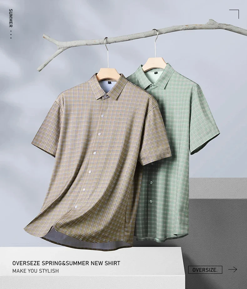 Plaid Markless High Elastic Ice Silk Business Casual Shirt Loose Large Size Fashion Shirt
Plaid Markless High Elastic Ice Silk Business Casual Shirt Loose Large Size Fashion Shirt