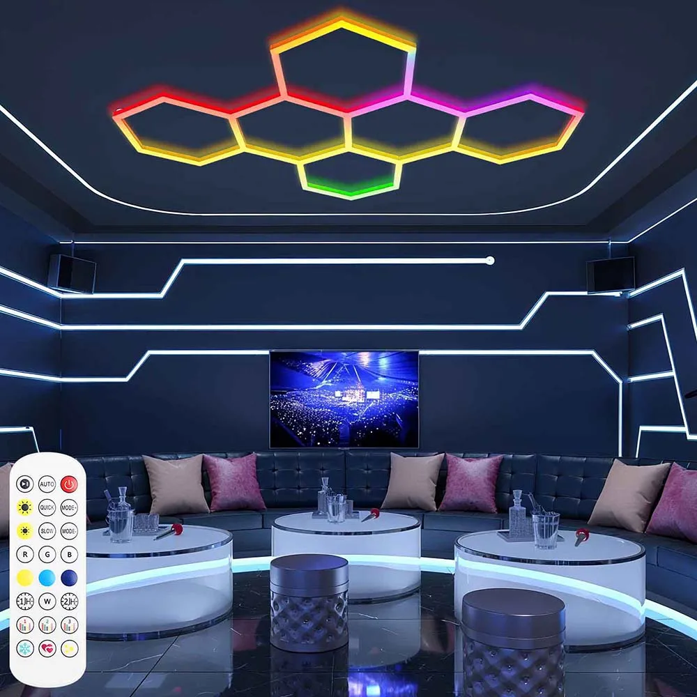 VASTFIRE's new RGB honeycomb hexagonal ceiling light with multi-color adjustment can be used for KTV, bars, gyms
VASTFIRE's new RGB honeycomb hexagonal ceiling light with multi-color adjustment can be used for KTV, bars, gyms