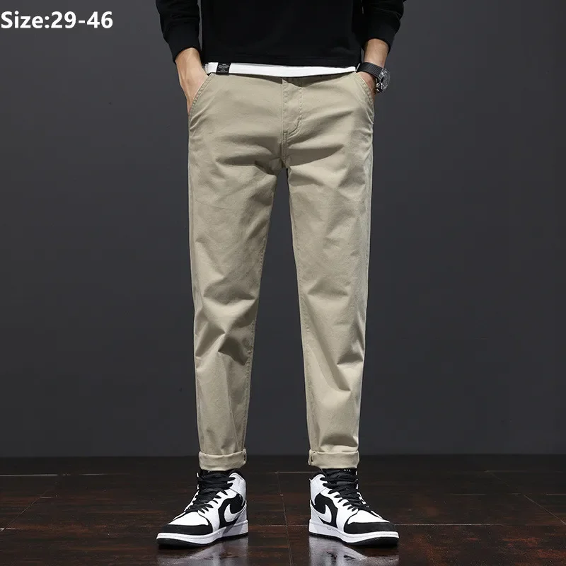 Cotton Men Casual Pants Plus Size 40 42 44 46 Loose Black Green Work Straight Trousers Pencil Stretched Khaki Students Clothes
Cotton Men Casual Pants Plus Size 40 42 44 46 Loose Black Green Work Straight Trousers Pencil Stretched Khaki Students Clothes