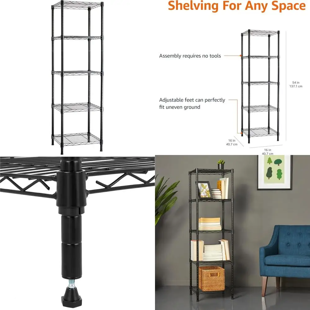 5-полочный регулируемый стеллаж черного цвета, 16 дюймов глубина x 16 дюймов ширина x 54 дюйма высота
5-полочный регулируемый стеллаж черного цвета, 16 дюймов глубина x 16 дюймов ширина x 54 дюйма высота