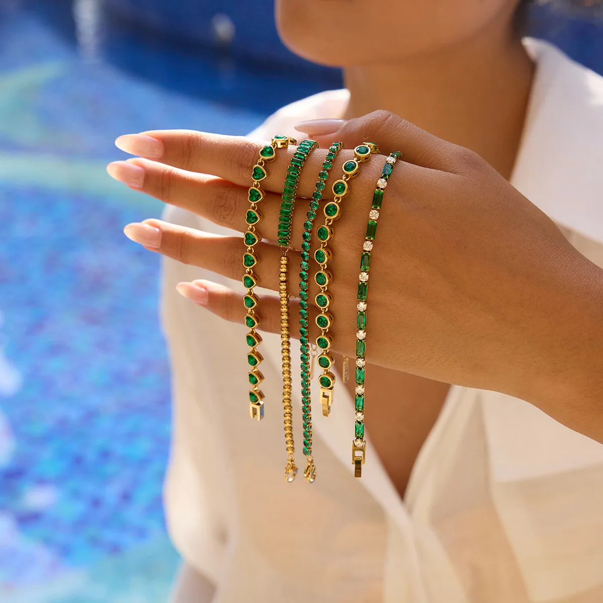 High Quality Green Zirconia Chain Bracelet Elegant Luxury Stainless Steel Waterproof Charm Pendant Wrist Jewelry
High Quality Green Zirconia Chain Bracelet Elegant Luxury Stainless Steel Waterproof Charm Pendant Wrist Jewelry