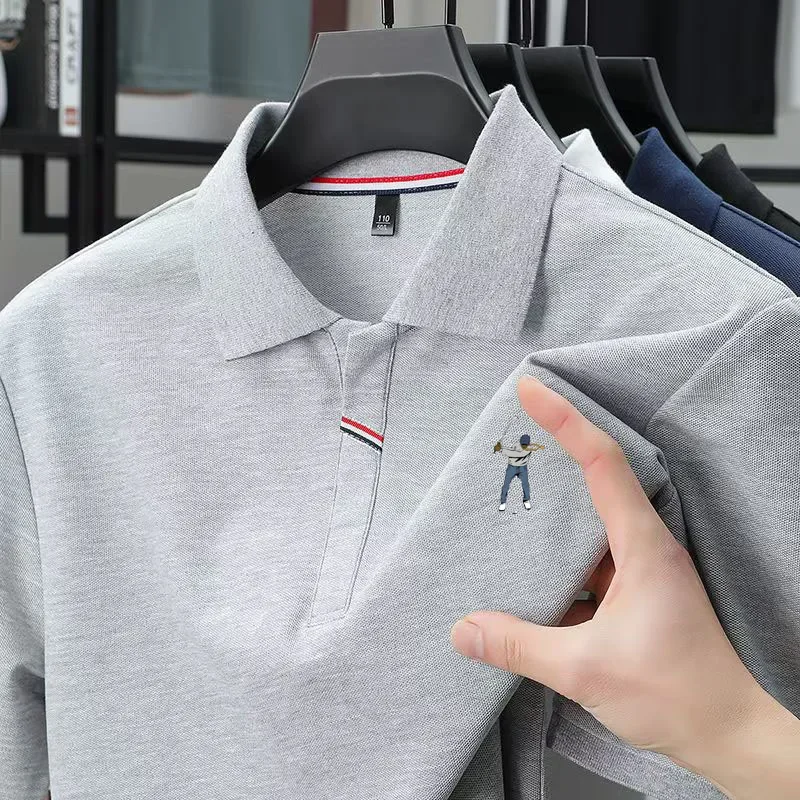 High end summer new business striped high-quality men's short sleeved lapel T-shirt Korean version golf sport polo shirt
High end summer new business striped high-quality men's short sleeved lapel T-shirt Korean version golf sport polo shirt