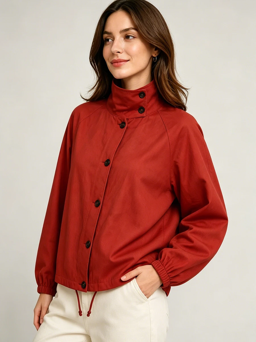 LIMO Women Vintage Red Linen Stand Collar Short Jacket Lantern Sleeve Buttons Drawstring Hem Loose Spring Casual Outerwear
LIMO Women Vintage Red Linen Stand Collar Short Jacket Lantern Sleeve Buttons Drawstring Hem Loose Spring Casual Outerwear