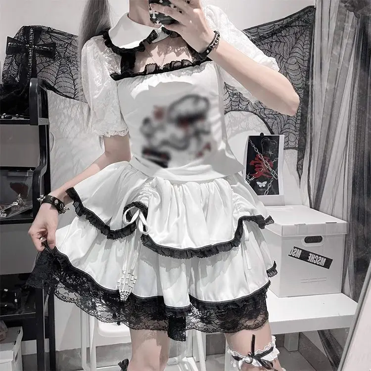 SOIOMES Subcultural Spicy Girl White Cake Dress Anime Punk Style Short Dress Lace Lace Puffy A-line Dress
SOIOMES Subcultural Spicy Girl White Cake Dress Anime Punk Style Short Dress Lace Lace Puffy A-line Dress