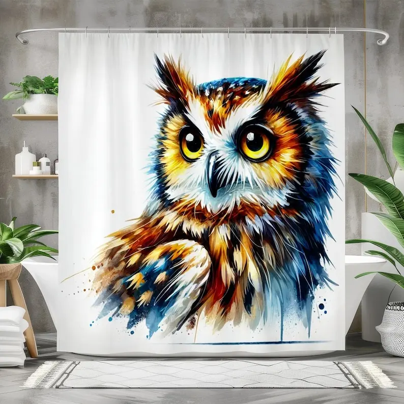 Vibrant Owl Shower Curtain Fabric Bath Curtain, Artistic Watercolor Bird Design, Nature-Inspired Bathroom Decor Colorful Owl Art
Vibrant Owl Shower Curtain Fabric Bath Curtain, Artistic Watercolor Bird Design, Nature-Inspired Bathroom Decor Colorful Owl Art