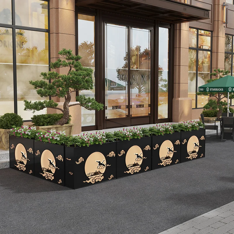 Outdoor wrought iron flower box with light strip club courtyard planting box villa outdoor greening stainless steel flower
Outdoor wrought iron flower box with light strip club courtyard planting box villa outdoor greening stainless steel flower