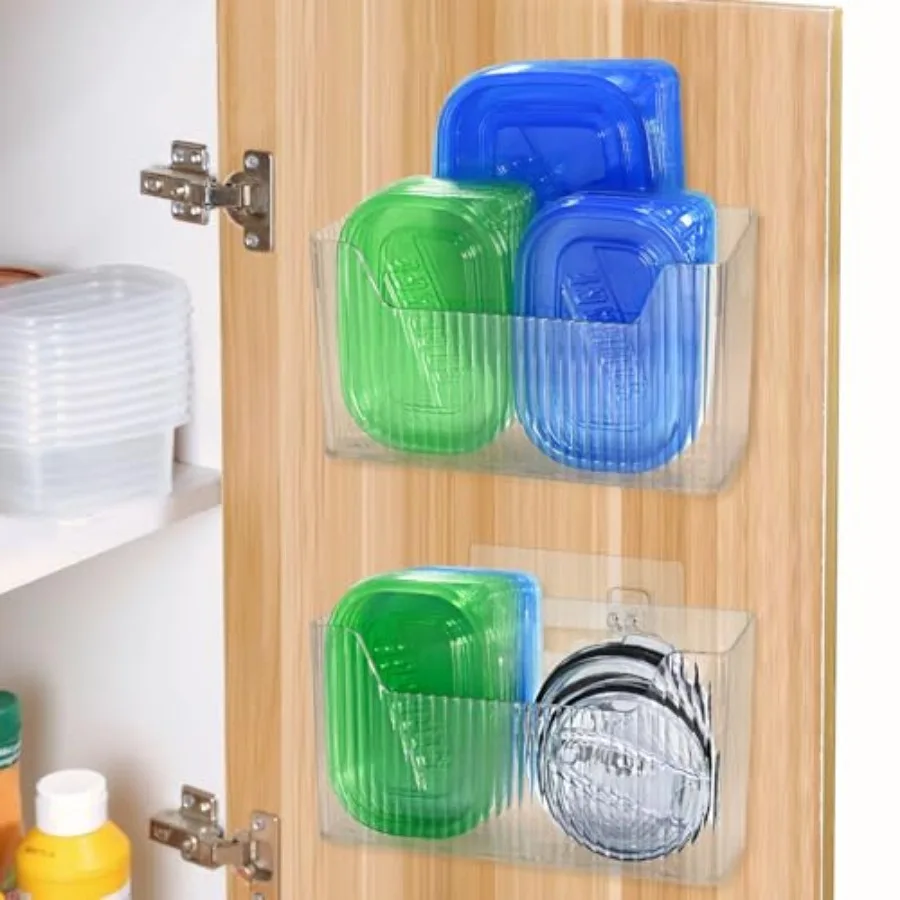 2 Pack Adhesive Cabinet Door Organizer Storage Caddy, Clear Lid Organizer Inside Cabinet Wall Mounted Pantry Door Caddy for Foo
2 Pack Adhesive Cabinet Door Organizer Storage Caddy, Clear Lid Organizer Inside Cabinet Wall Mounted Pantry Door Caddy for Foo