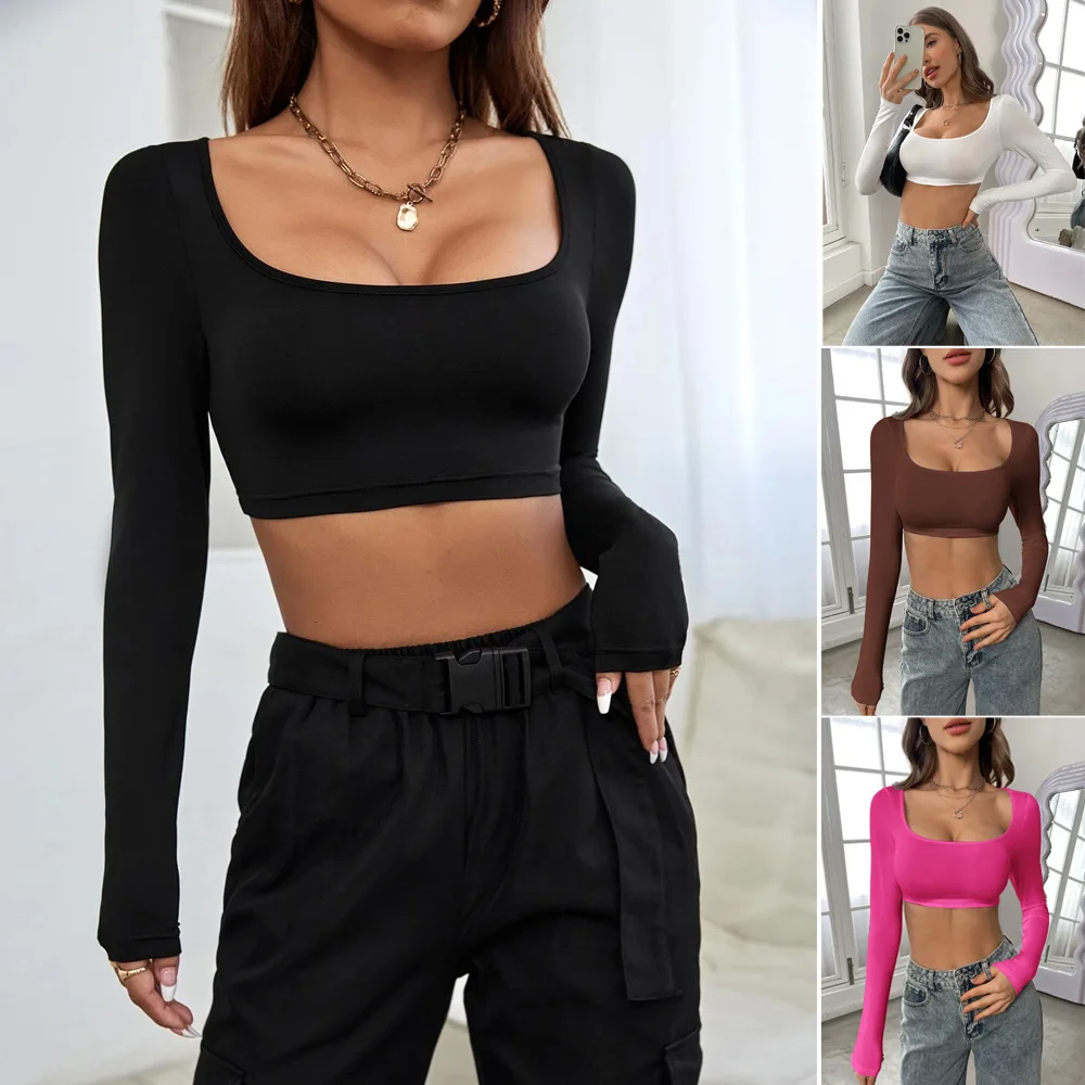 Tops Women 2025 Long Sleeve Crop Tops Fall Spring Solid Color Round-Neck Short T-Shirts for Women Y2K Clothes
Tops Women 2025 Long Sleeve Crop Tops Fall Spring Solid Color Round-Neck Short T-Shirts for Women Y2K Clothes