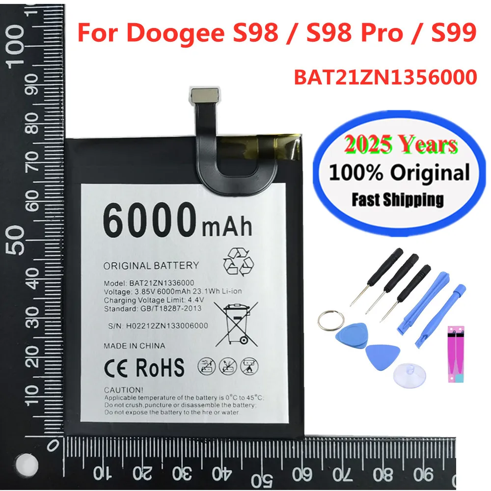 Оригинальный аккумулятор для Doogee S98 Pro S99 Bateria 6,3 дюйма, аккумулятор для мобильного телефона, 6000 мАч + инструменты, быстрая доставка
Оригинальный аккумулятор для Doogee S98 Pro S99 Bateria 6,3 дюйма, аккумулятор для мобильного телефона, 6000 мАч + инструменты, быстрая доставка