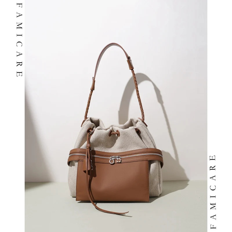 Women Cotton Linen Patchwork Genuine Leather Bucket Handbag Drawstring Casual Shoulder Bags Fashion Multi Pockets Crossbody Bag
Women Cotton Linen Patchwork Genuine Leather Bucket Handbag Drawstring Casual Shoulder Bags Fashion Multi Pockets Crossbody Bag