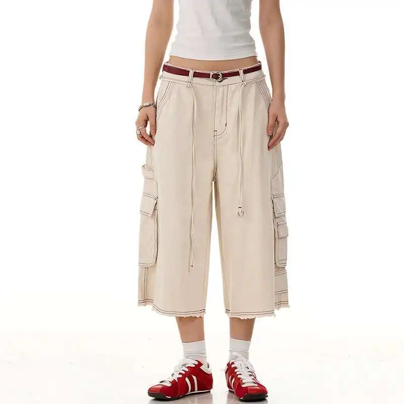 Стильные шорты для спецодежды с несколькими американскими карманами, мужские летние уличные модные спортивные широкие мужские штаны, мешковатые N7SU 
Стильные шорты для спецодежды с несколькими американскими карманами, мужские летние уличные модные спортивные широкие мужские штаны, мешковатые N7SU