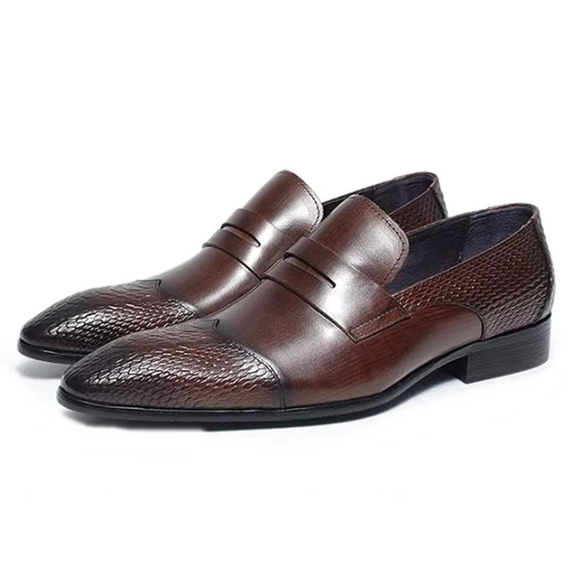 Stylish European-style Crocodile-pattern Embossed Slip-on Leather Dress Shoes For Men Pointed Toe Genuine Leather Formal Shoes
Stylish European-style Crocodile-pattern Embossed Slip-on Leather Dress Shoes For Men Pointed Toe Genuine Leather Formal Shoes