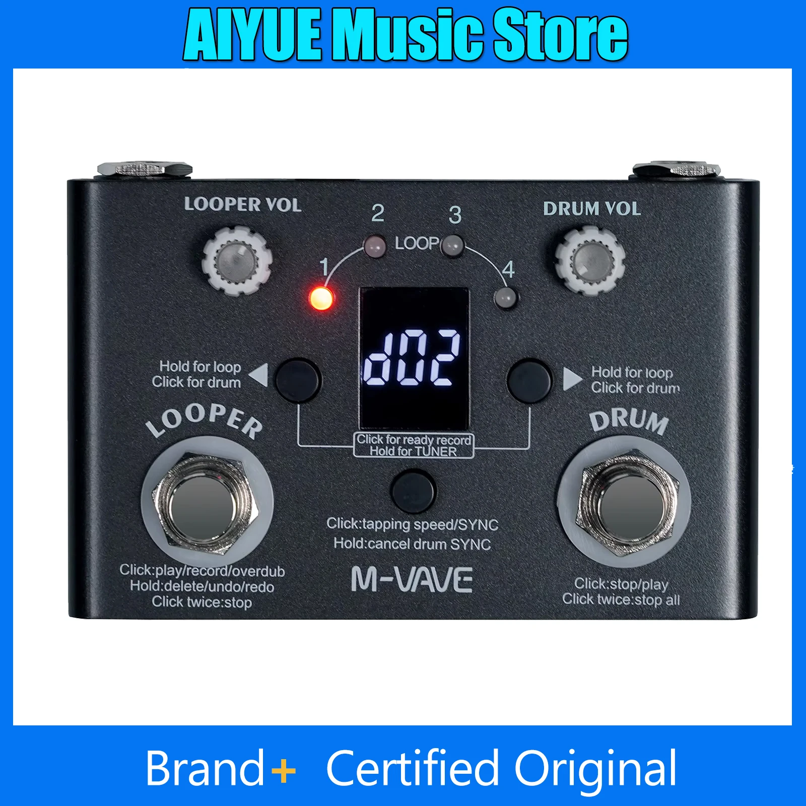 M-VAVE Guitar Effect Pedal Drum Looper Effector LOST TEMPO 30 Drums 11 Mins Looper Recoding Time High Precision Tuner Effect
M-VAVE Guitar Effect Pedal Drum Looper Effector LOST TEMPO 30 Drums 11 Mins Looper Recoding Time High Precision Tuner Effect