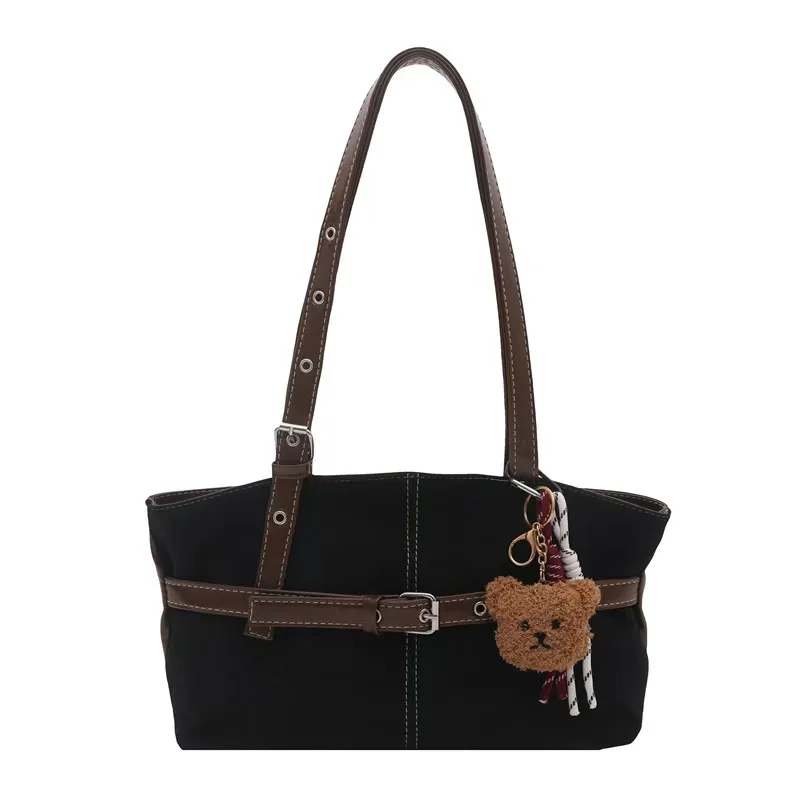 Fashion Retro Tote Bag Women's Large Capacity Shoulder Bag with Bear Pendant Casual Commuter Handbag for Daily Shopping Travel
Fashion Retro Tote Bag Women's Large Capacity Shoulder Bag with Bear Pendant Casual Commuter Handbag for Daily Shopping Travel