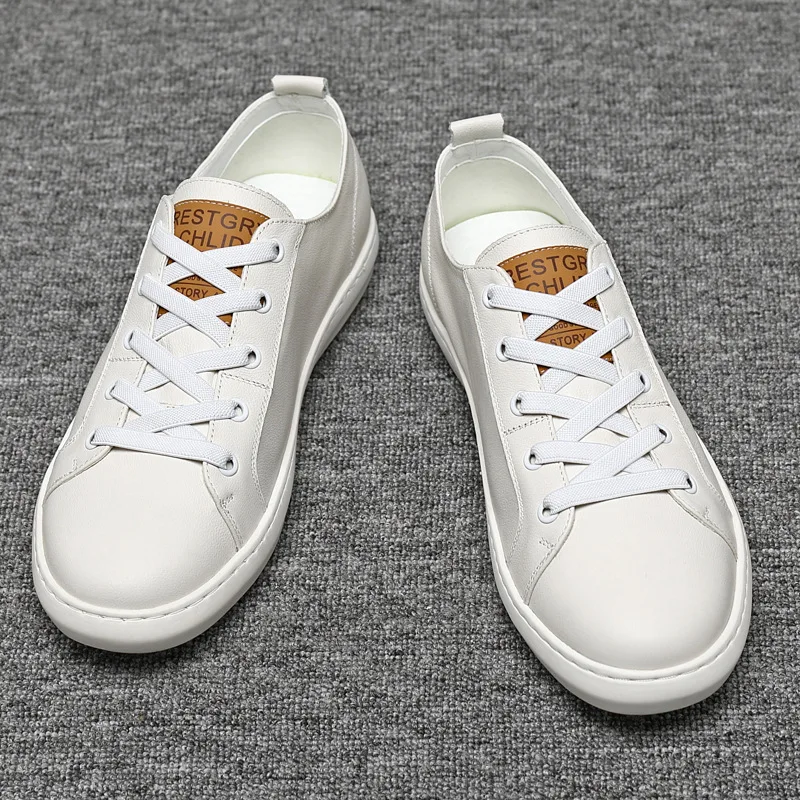 New Men Genuine Leather Casual Shoes Fashion White Flat Skate Shoes Young Man Slip-on Sneaker
New Men Genuine Leather Casual Shoes Fashion White Flat Skate Shoes Young Man Slip-on Sneaker