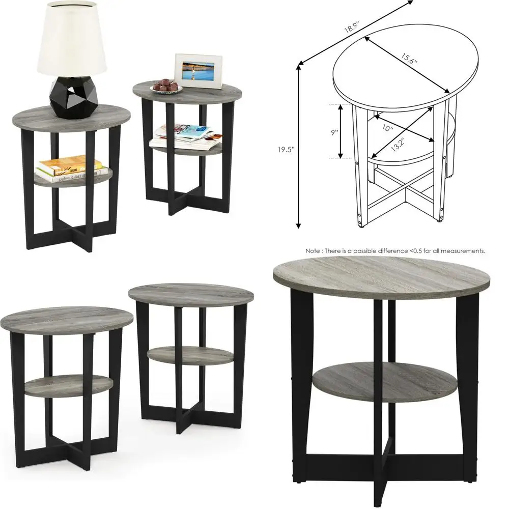 2-Piece French Oak Grey & Black Nightstand Set, JAYA Oval Bedside Table
2-Piece French Oak Grey & Black Nightstand Set, JAYA Oval Bedside Table